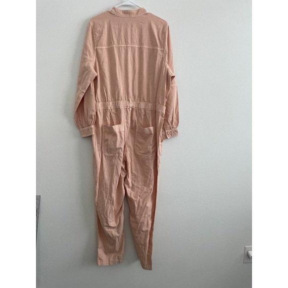 Old Navy Utility Coverall Jumpsuit Womens Peach XL Denim Straight Leg Pockets - Picture 2 of 8